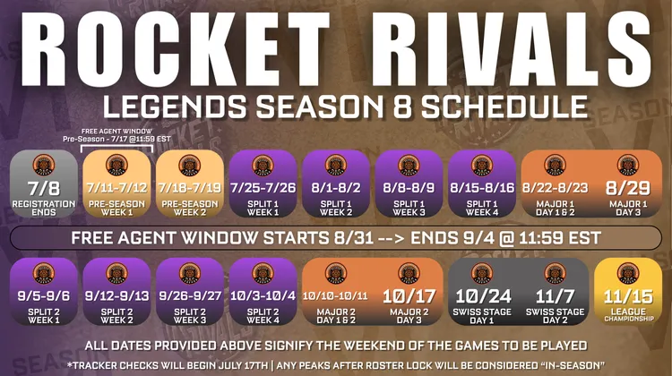 Legends Division Schedule